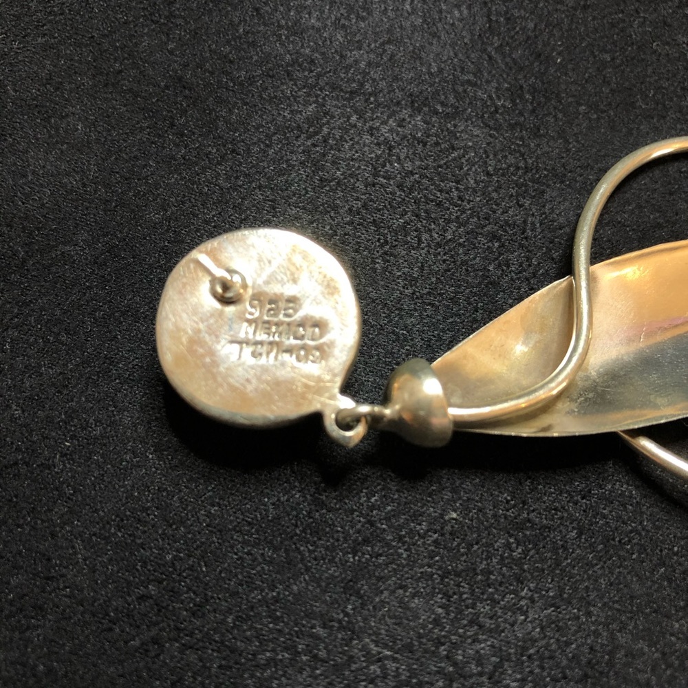 Vintage Sterling Silver Mod Statement Earrings - image 3